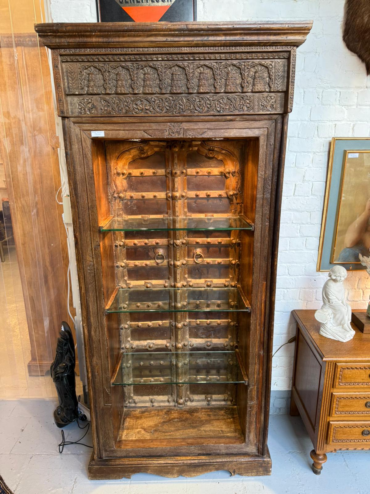 Vitrine indienne en bois massif